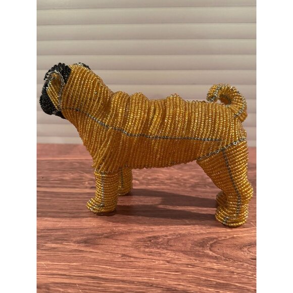 Beadworx Pug Dog “Gertrude” – Handcrafted Beaded Glass Figurine - Picture 7 of 9